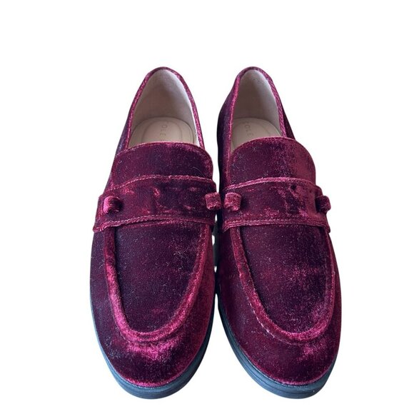 Cole Haan Cordovan Velvet Stassi Loafers Bordeaux Women's Size 8 *No Chain - Picture 3 of 11
